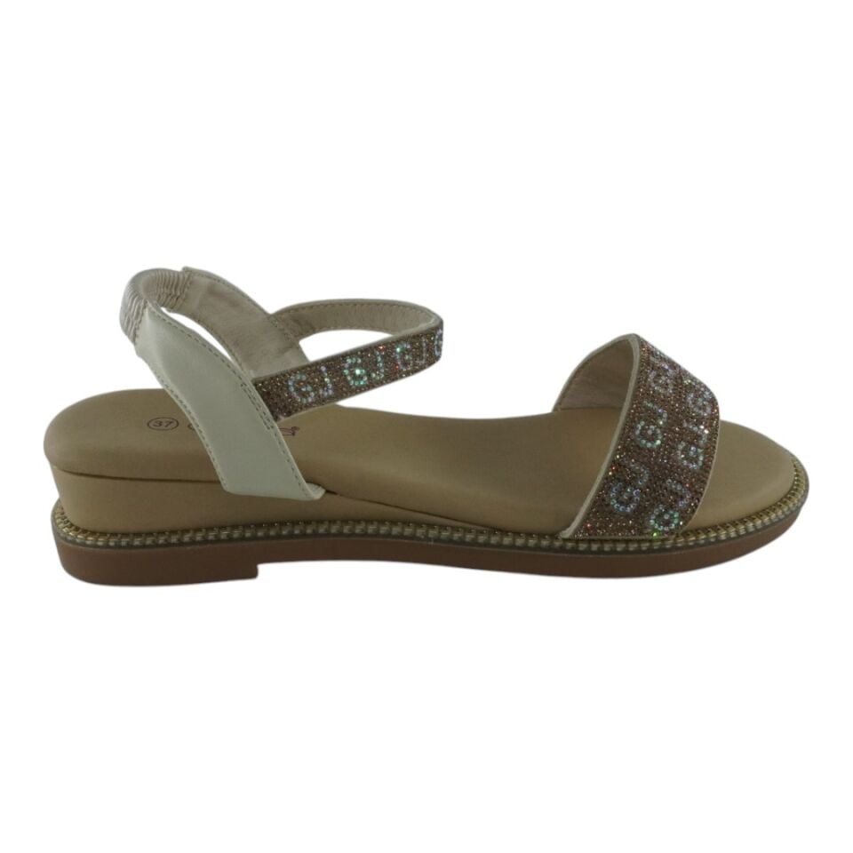 25Y346-3 GUJA KREM-ALTIN SANDALET