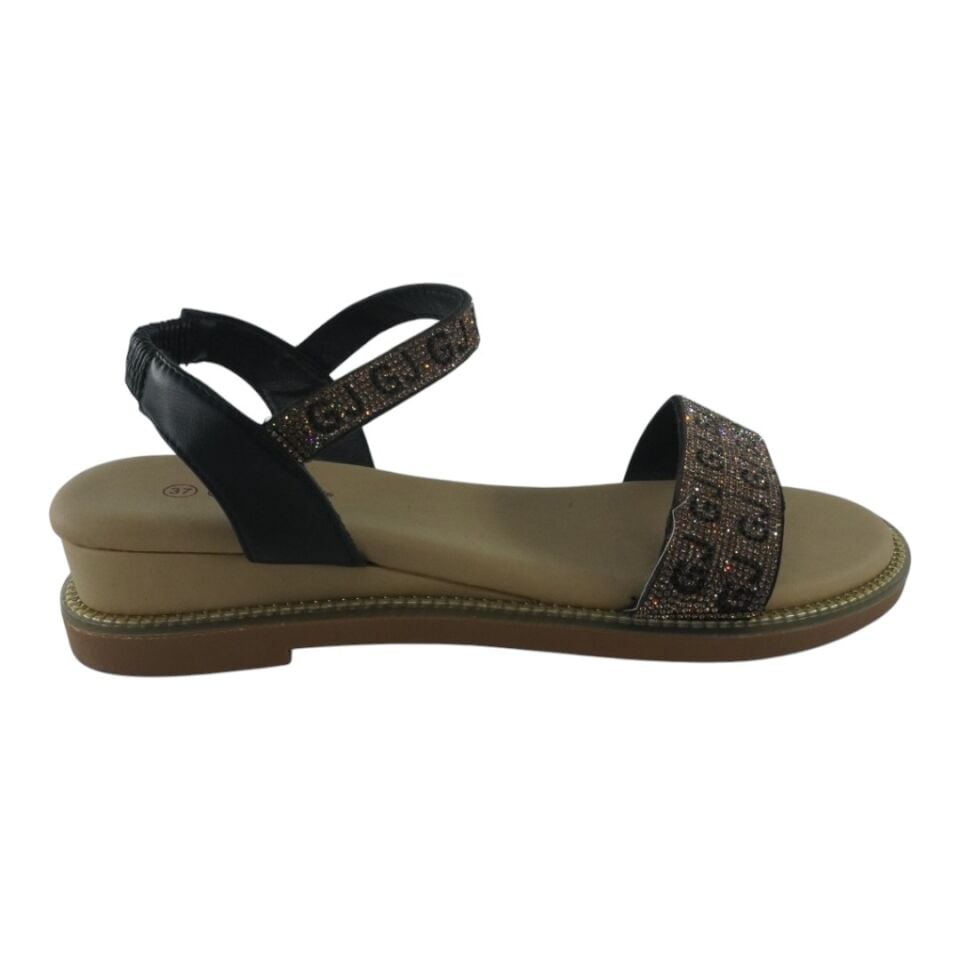 25Y346-3 GUJA SİYAH-ALTIN SANDALET