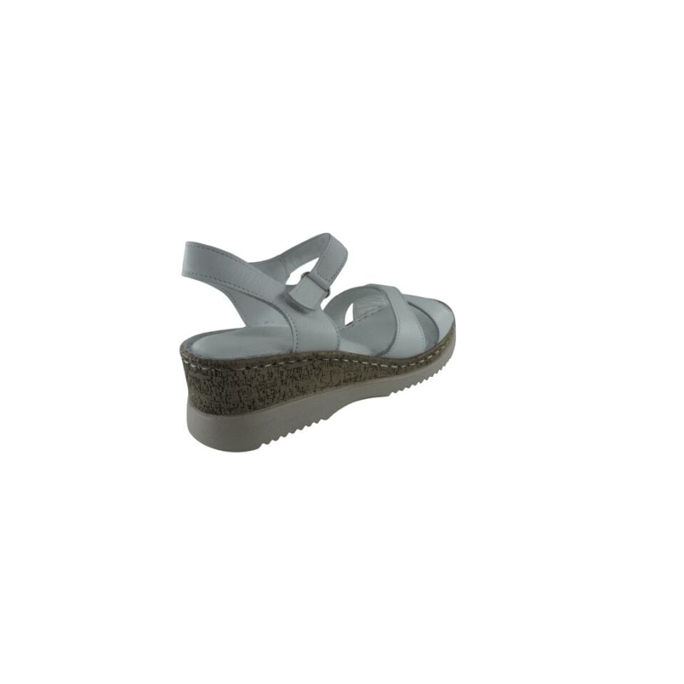 MİSSMAMMA 121 BEYAZ DOLGU SANDALET (DERİ)