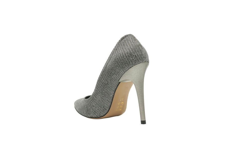 Esstii Stiletto Kadın 10 cm Topuklu Platin Simli Ayakkabı