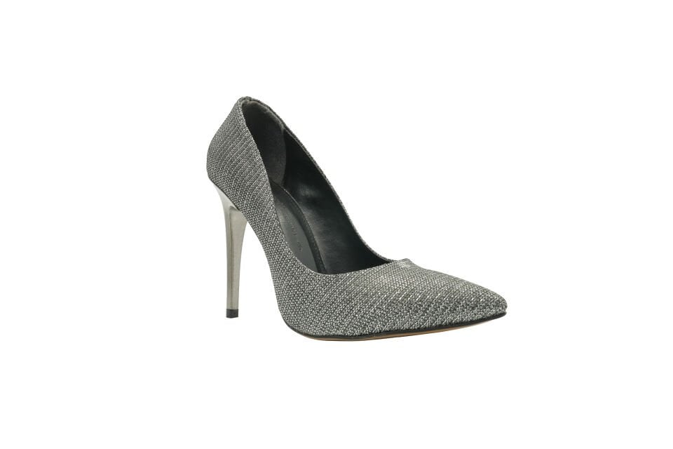 Esstii Stiletto Kadın 10 cm Topuklu Platin Simli Ayakkabı
