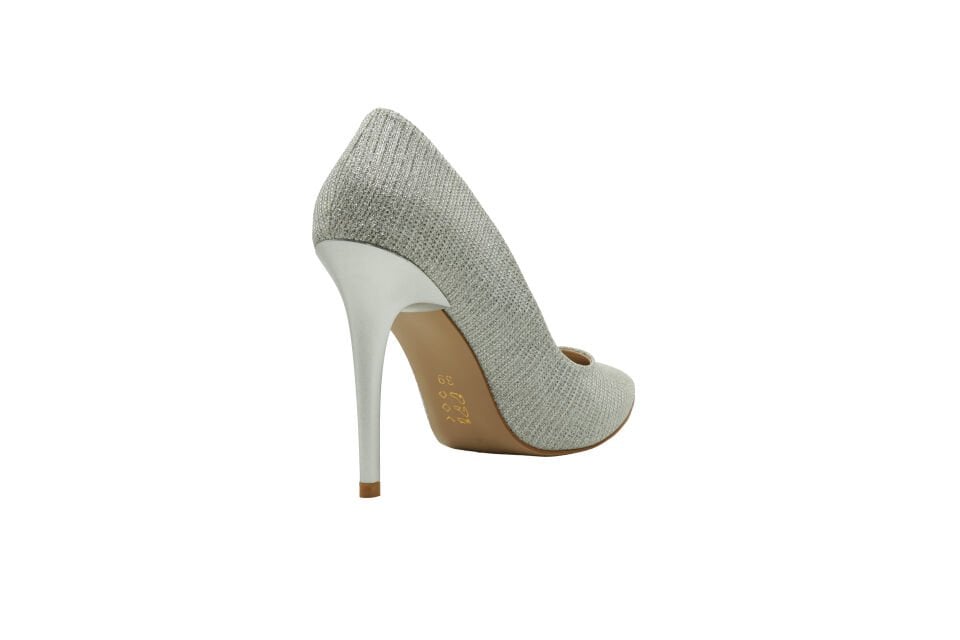 Esstii Stiletto Kadın 10 cm Topuklu Gümüş Simli Ayakkabı