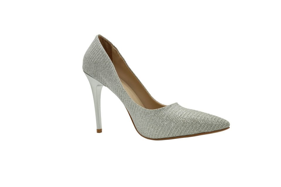 Esstii Stiletto Kadın 10 cm Topuklu Gümüş Simli Ayakkabı