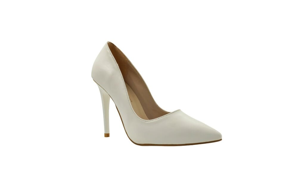 Baret Stiletto Kadın 10 cm Topuklu Krem Ayakkabı