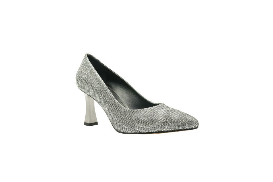 Esstii Stiletto Kadın 8 cm Topuklu Platin Simli Ayakkabı