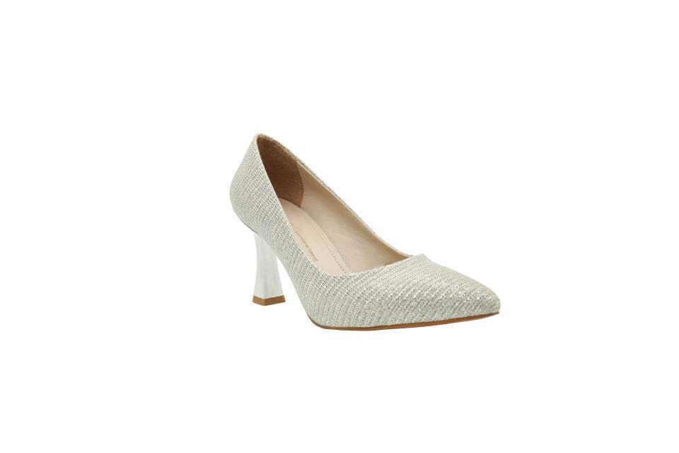 Esstii Stiletto Kadın 8 cm Topuklu Gümüş Simli Ayakkabı