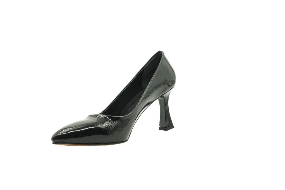 Esstii Stiletto Kadın 8 cm Topuklu Siyah Rugan Ayakkabı
