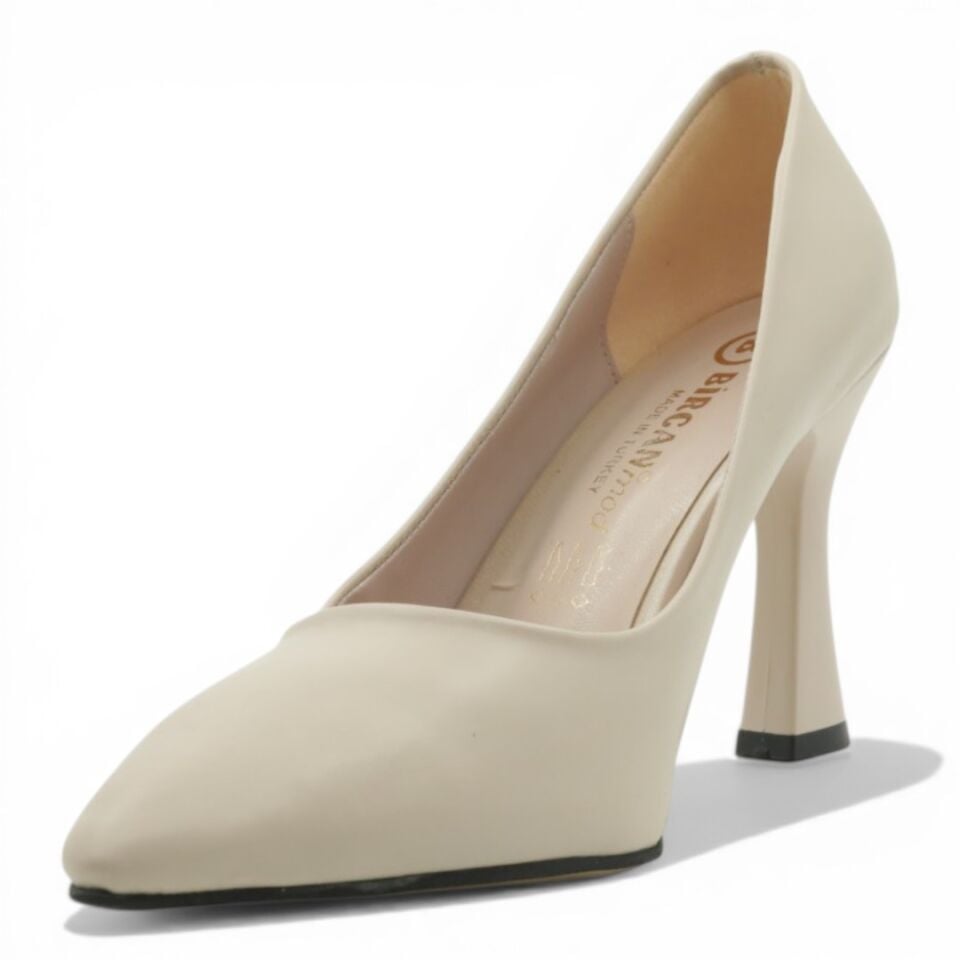 Bircan Stiletto Kadın 9 cm Topuklu Ten Ayakkabı