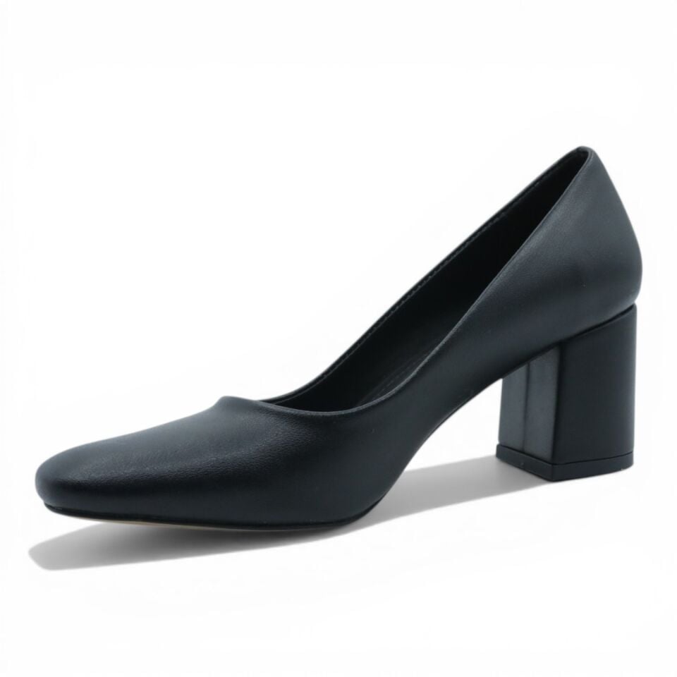 ESSTİİ SİYAH CİLT KALIN TOPUKLU 7CM