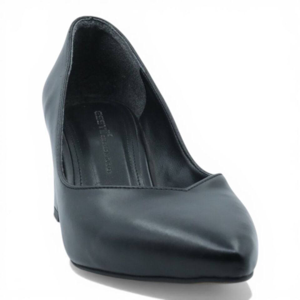 ESSTİİ SİYAH CİLT KALIN TOPUKLU 7CM