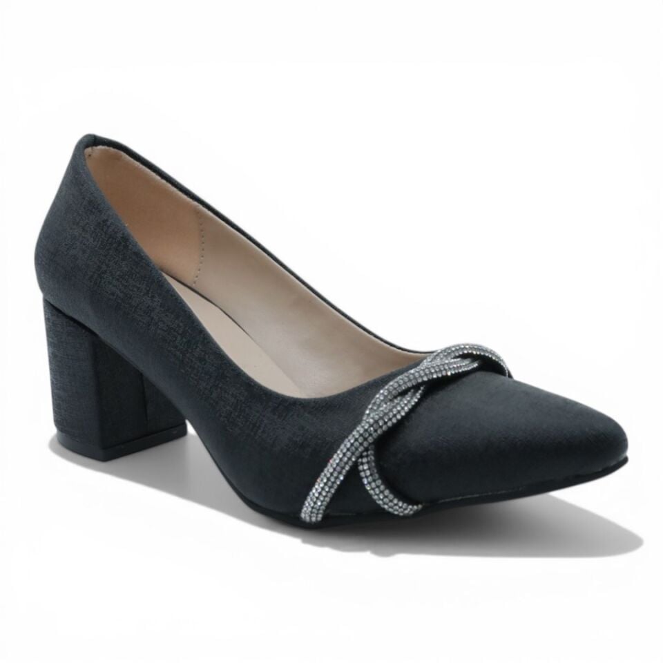 ESSENCE SİYAH KALIN TOPUKLU 7CM