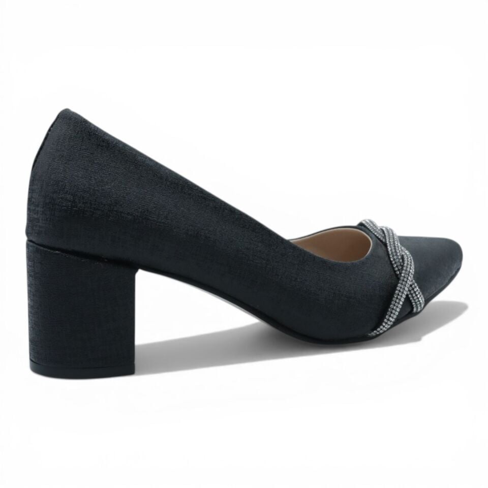 ESSENCE SİYAH KALIN TOPUKLU 7CM