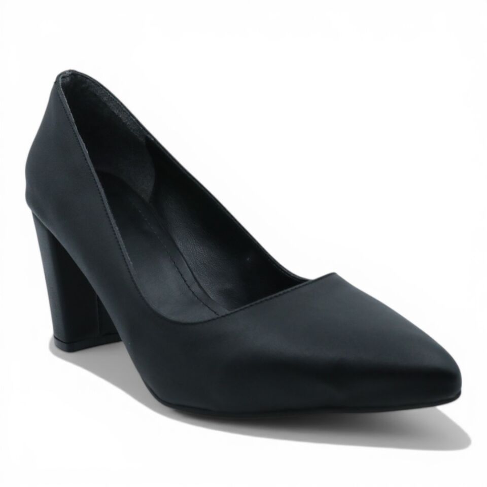 MASSIMA SİYAH KALIN TOPUK 7 CM
