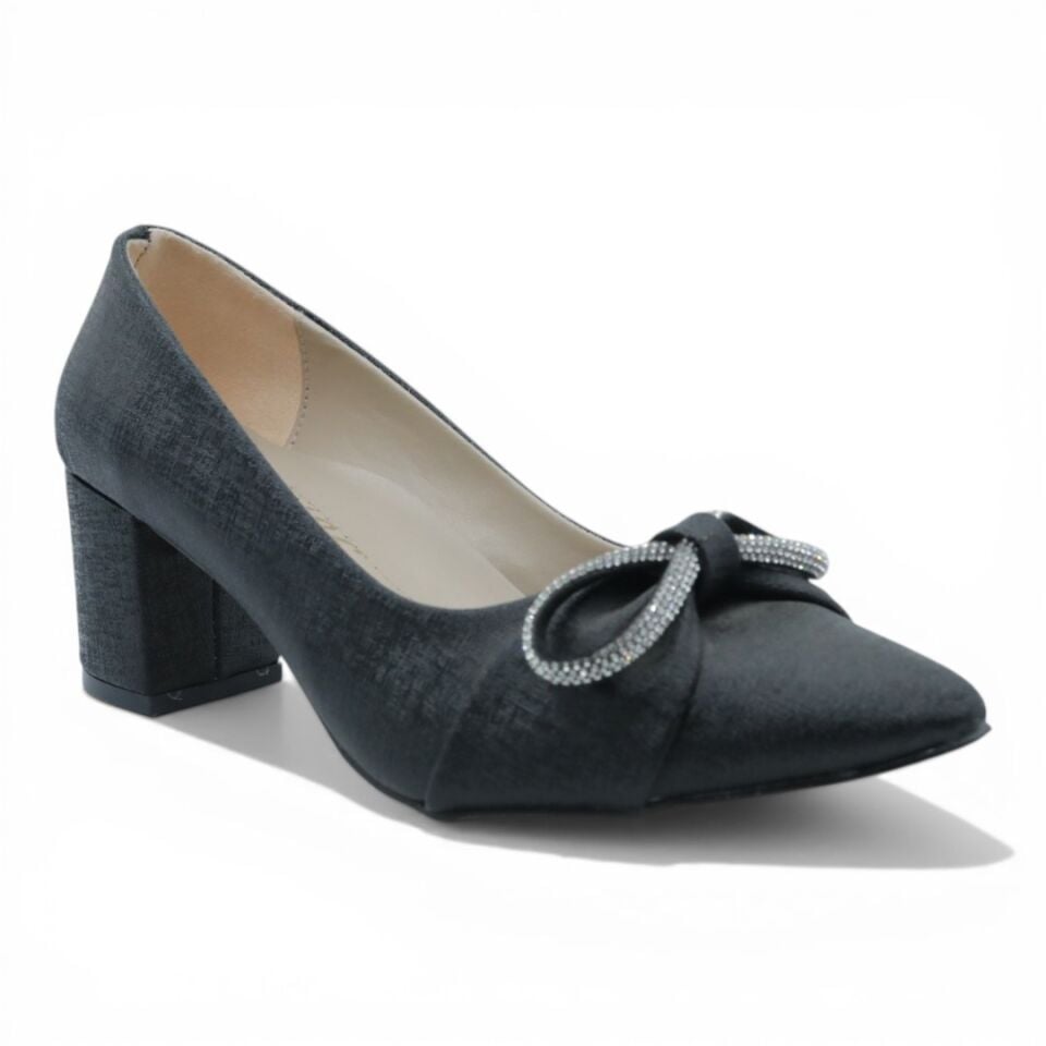 ESSENCE SİYAH KALIN TOPUKLU 7CM