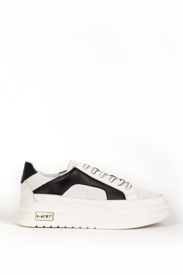 Erkek Sneaker Kalın Taban Bağcıklı Günlük Ayakkabı Gerçek Deri 19473 Beyaz