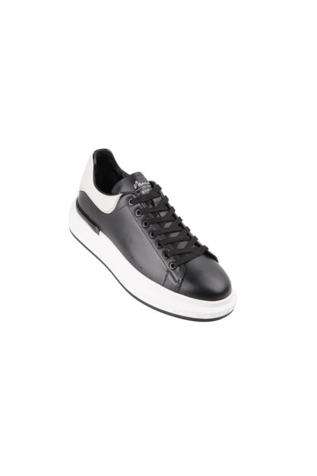 19369 SİYAH BEYAZ DERİ SNEAKER AYAKKABI