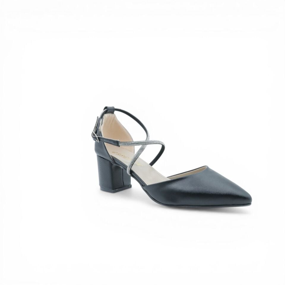 ESSENCE SİYAH KALIN TOPUKLU 7 CM