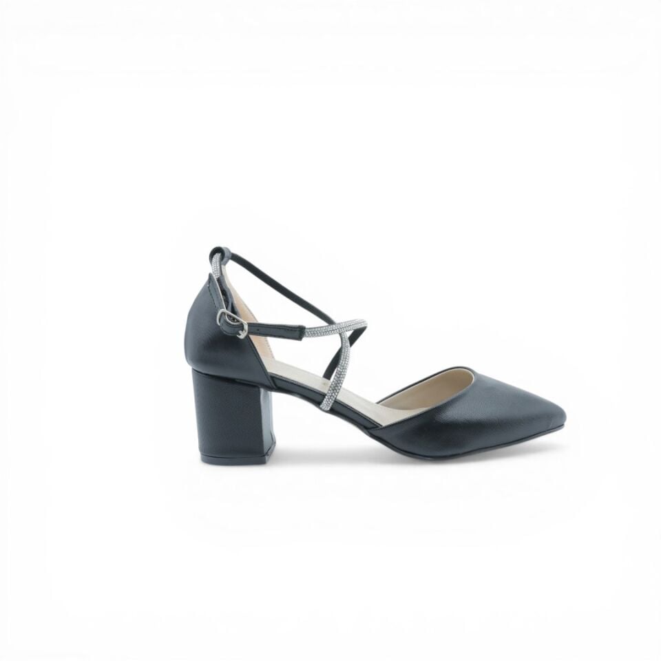 ESSENCE SİYAH KALIN TOPUKLU 7 CM